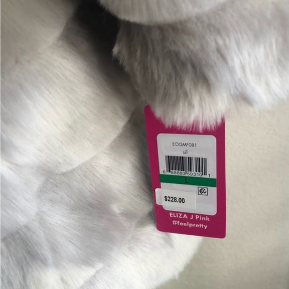 Eliza J Silver Neutral Faux Fur Coat S - Picture 5 of 5